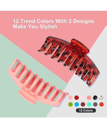 12 PCS Large Non-Slip Matte Hair Claw Clips for Women - Strong Hold Hair Accessories in Trendy Colors by Eathtek - Buy Online on GoSupps.com