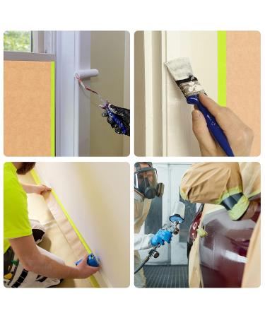Pre-Taped Masking Paper for Painting - 12x50' - 2 Rolls | Painters Paper for Skirting, Frames, Cars | Adhesive Protective Paper Roll - Buy Online on GoSupps.com