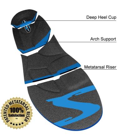 Stridetek Tactical Trainer Orthotic Insoles - Arch Support Metatarsal Pad & Gel Plugs - Prevent Foot Pain, Plantar Fasciitis & Shin Splints - Blue, Men 12-11.5, Women 13-12.5 - Buy Online on GoSupps.com