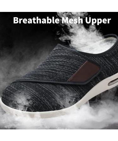 Women's Extra Wide Diabetic Shoes - Adjustable Strap Lightweight Sneakers for Plantar Fasciitis - Black Gray - Buy Online on GoSupps.com