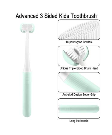 Cellena Kids 3-Sided Toothbrushes (Blue-2pcs) | Gentle Manual Toothbrush for Children - Buy Online on GoSupps.com