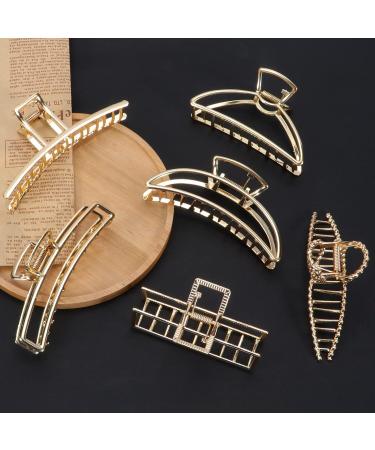 6 Pack Extra Large Gold Butterfly Hair Clips for Woman - Metal Barrettes for Thick Hair - Accessories for Medium to Thin Hair - Buy Online on GoSupps.com