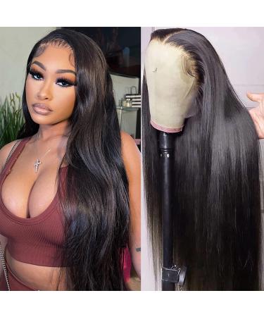 28 Inch Human Hair Wigs for Black Women Lace Front Wigs Straight 150% Density Pre Plucked Lace Frontal Wigs Human Hair HD Lace 13X4 Straight Wigs Human Hair Lace Frontal with Baby Hair Natural Color 28 Inch (Pack of 1 ) ...