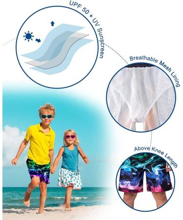 Tuonroad Boys Bathing Shorts | Funny 3D Print Fast Drying Swim Trunks | Summer Beach Shorts for Ages 5-14 | Blue Lightning Size 9-10 - Buy Online on GoSupps.com