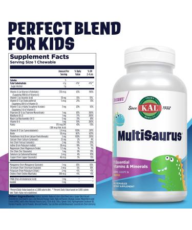 KAL MultiSaurus Vitamins & Minerals - Berry, Grape & Orange Chewables (180 Count) - Buy Online on GoSupps.com