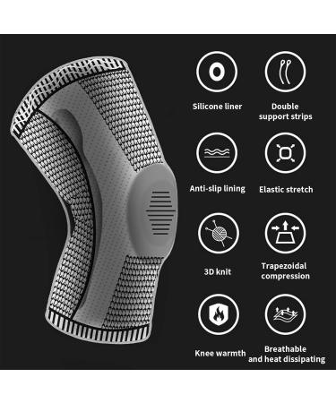 Amtrak Knee Brace with Gel Pad & Stabilizers - Knee Compression Sleeve for Arthritis & ACL Recovery - Gray (M) - Buy Online on GoSupps.com