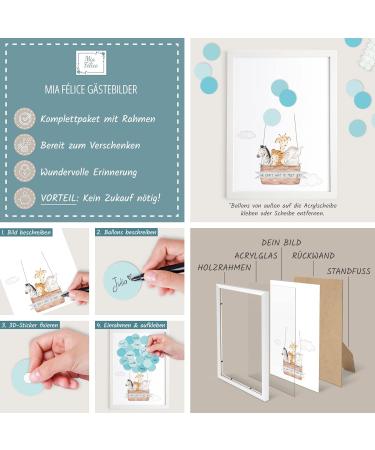 Mia F lice Safari Guest Picture with White Wooden Frame | Baby Shower Birthday & Baptism Gift Decoration for Girls - Buy Online on GoSupps.com