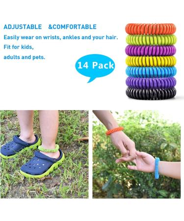 14 Pack Mosquito Bracelets for Kids & Adults - Natural Citronella, Lemongrass, and Eucalyptus - Up to 350 Hours Protection - Buy Online on GoSupps.com