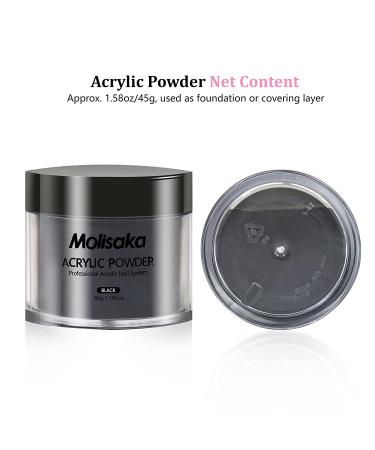 Molisaka Black Acrylic Nail Powder - Professional Glitter Long-Lasting Extension French Nail Art - Acrylic Supplies Set for Beginners (1.58oz) - Buy Online on GoSupps.com
