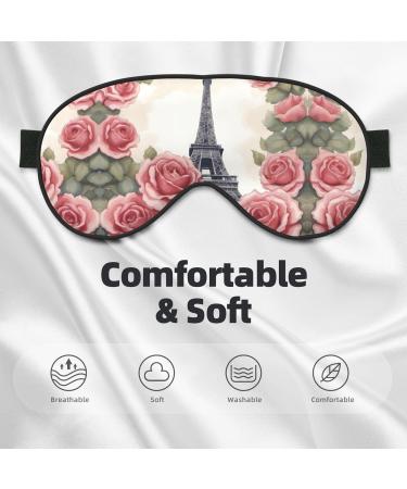 Eiffel Tower Rose Flower Print Eye Mask - Ultra-Soft & Light-Blocking for Optimal Comfort & Restful Sleep - International Shipping Available - Buy Online on GoSupps.com