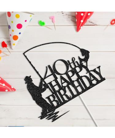 Tenhaisi Black Glitter Happy 40th Birthday Cake Topper 40th Birthday Party Decorations Fishing Cake Topper Fisherman 40th Birthday Party Supplies (FH40B-BK) - Buy Online on GoSupps.com