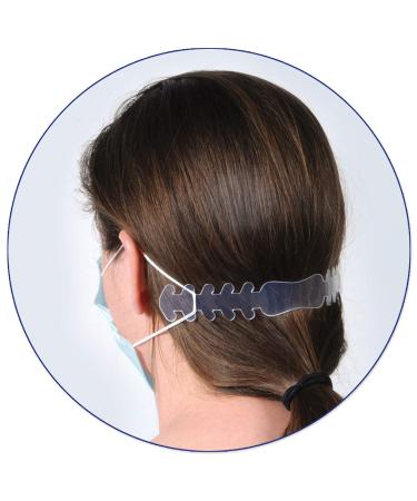 Attache ear protection officers - 12 pieces - Made in USA - adjustable flexible and comfortable facial mask band extension 19.1 x 2.5 cm transparent