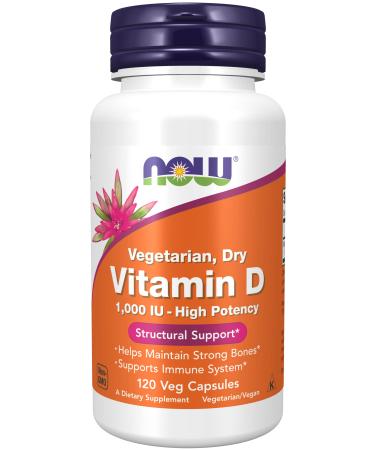 NOW Foods Vitamin D-2 1000 IU High Potency - 120 Vegcaps Pack of 3