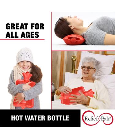 Classic Red Rubber Hot Water Bottle - 2 Quart Capacity for Pain Relief from Headaches, Cramps, Arthritis, Back Pain, Sore Muscles & Injuries - Buy Online on GoSupps.com