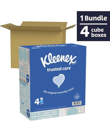 Kleenex Trusted Care Everyday Facial Tissues - 4 Cube Boxes, 280 Tissues Total - Buy Online on GoSupps.com