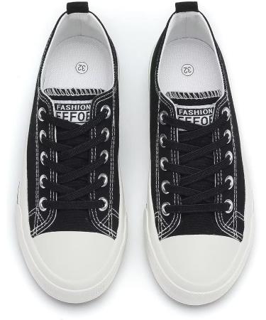 Fefoe Kid Shoes | Canvas Lightweight Athletic Sneakers | Adjustable Strap | 4 Big Kid Black 02 - Buy Online on GoSupps.com