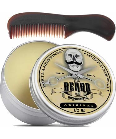 Moustache Wax and Beard Wax for Men with a Pocket-Sized Beard Comb - Promotes Facial Hair & Beard Growth with Moisture Resistant Feature | Made with Natural Ingredients | Original - 15 ml Original + Comb - Buy Online on GoSupps.com