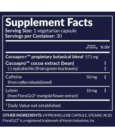 CocoaVia Memory & Focus Brain Supplement - Cocoa Flavanol Blend with Lutein & Caffeine for Cognitive Function - Vegan 30 Capsules - Buy Online on GoSupps.com