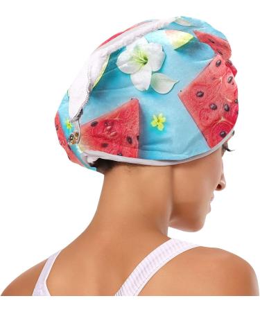Watermelon Flower Hair Towel 2 Pack - Super Absorbent Quick Dry Hair Turbans for Women & Girls - Buy Online on GoSupps.com