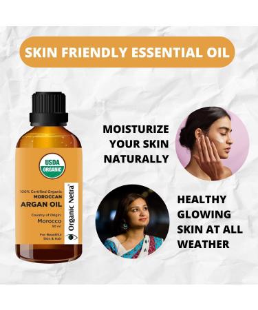 Organic Netra Moroccan Argan Oil for Skin & Hair 100% Organic Pure & Natural Cold Pressed Oil Soothes & Heals Skin Reduces Wrinkles & Stretch Marks 50ml - Buy Online on GoSupps.com