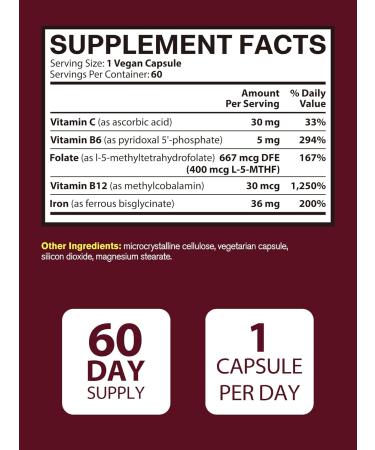 Vitacook 65mg Iron Supplement for Women Men with Vitamin C 250mg + Iron Bisglycinate with Vitamin C B6 B12 Folate - Buy Online on GoSupps.com