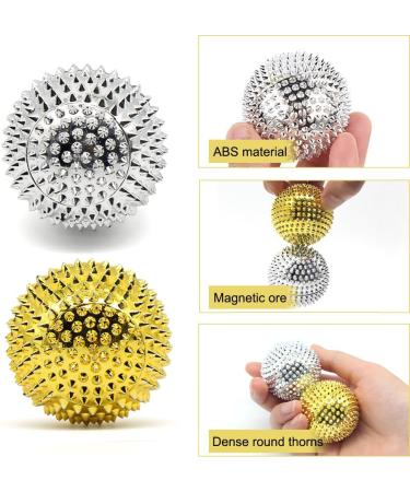 Fengyang Magnetic Acupressure Balls - 4 STK Igelball Massage for Stress Relief | Small Metal Hedgehog Balls in Gold & Silver - Buy Online on GoSupps.com