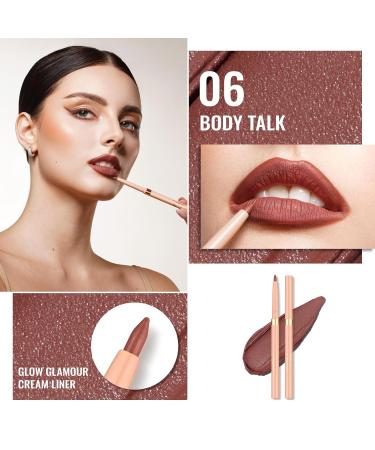 Oulac Brown Lip Liner Pencil | Waterproof Smooth & Long-lasting Vegan Lipliner Crayon - 06 Body Talk - Buy Online on GoSupps.com