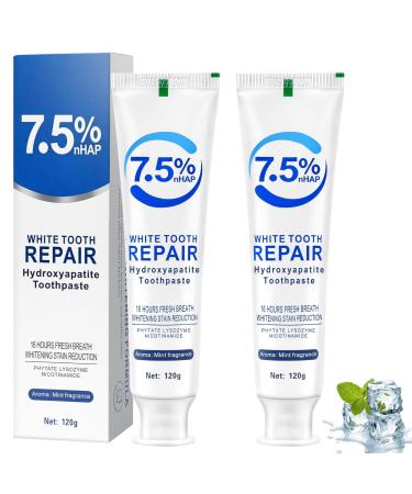 AOOSU Hydroxyapatite toothpaste Toothpaste 120g 2 pieces Fluoridefree daily toothpaste Refreshing taste healthy protected gums and fresh breath Suitable for sensitive teeth Toothpaste with Hydroxyapatite