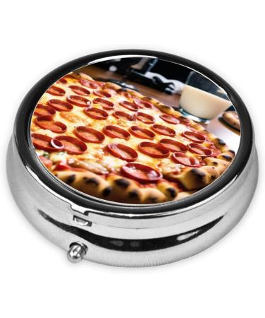 Buy Big Pizza Printed Mini Round Pill Box | 3 Compartment Portable Pill Organizer for Travel & Home Use | Multi-functional Medicine Pill Case - Buy Online on GoSupps.com