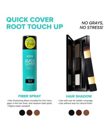 Kiss Quick Cover Root Touch Up Thickening Fiber Spray 3.38oz - Natural Black | Instantly Covers Roots | Hair Thickening Formula - Buy Online on GoSupps.com