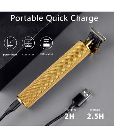 Professional Electric Hair Clippers for Men - Waterproof Rechargeable Haircut Kit with T Blade Trimmer and Guide Combs - Gold - Buy Online on GoSupps.com