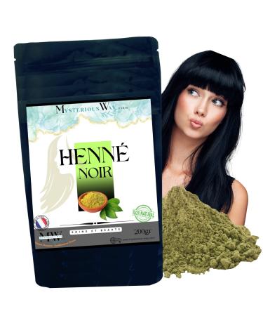 Henna vegetable hair coloring 200gr in powder - dye with reflection - anti hair loss - shine care Anti Lice and dandruff | natural plants (Black)