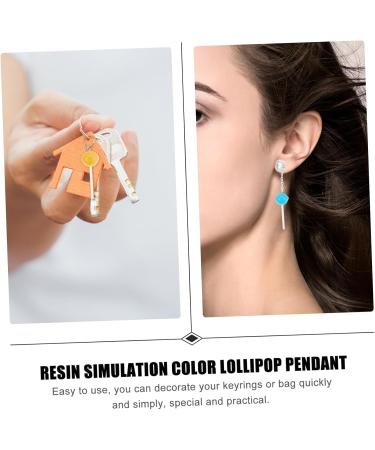 30 Pcs Lollipop Pendant Keychain Key Fob Lollipops Dessert Resin Charm Fashion Pendant Cartoon Cake 4.50X1.50X1.50CM Random Color - Buy Online on GoSupps.com