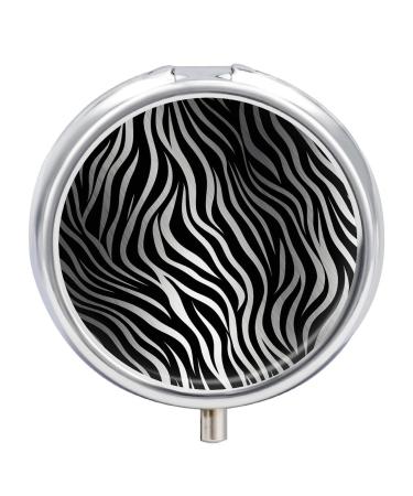 Pill Box Pill Case 3 Compartment Travel Pill Box Zebra Print Printing Small Pill Box Portable Medicine Pill Case Pill Organizer for Purse & Pocket for Travel Handbag (Round)