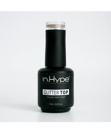 IN.HYPE Gel Top Coat UV/LED Cured Glitter Gold Foil Flakes UV/LED Cured Gold,Silver 0.5 Fl Oz (Pack of 1)