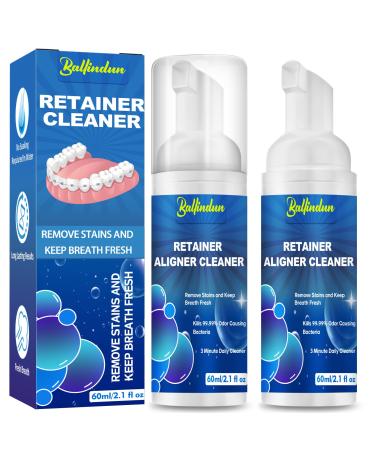 Aligner Cleaner 2 Pack Denture Cleaner and Cleaner Whitening Foam for Sports Mouth Guard and Denture Fast-Acting Alternative to Retainer Cleaner Tablets Whitens Teeth Gently and Fights Bad Breath