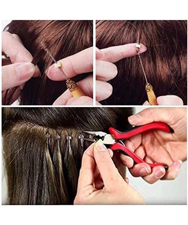 Hair Extension Kit with Pliers, Hook, Loop Needle, and Threader - Includes 4 Color Micro Ring Beads (100 Black, 100 Brown, 100 Dark Blonde, 100 Blonde) - Buy Online on GoSupps.com