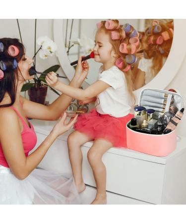 Portable Travel Cosmetic Bag | PU Leather Makeup Organizer for Women - Waterproof & Washable | Pink - Buy Online on GoSupps.com