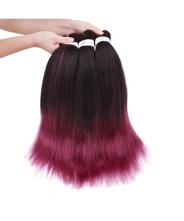 50cm EZ Pre Stretched Lichen Hair extension Professional simply soft yaki texture box crochet braids hot water braids hair extensions 3 bundle black to dark red 3 packs 20inches black to dark red