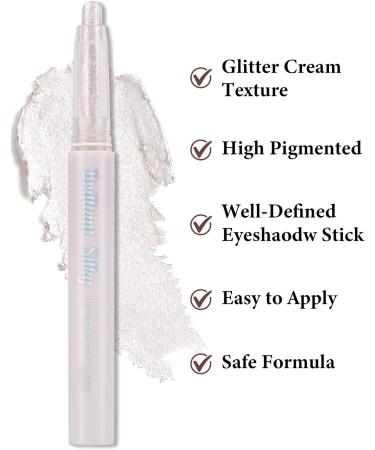  Erinde Erinde Glitter Stick Eyeshadow Waterproof Stick Eyeshadow High Coverage Creamy Texture Easy to Degrade Bright Pearlescen - Buy Online on GoSupps.com