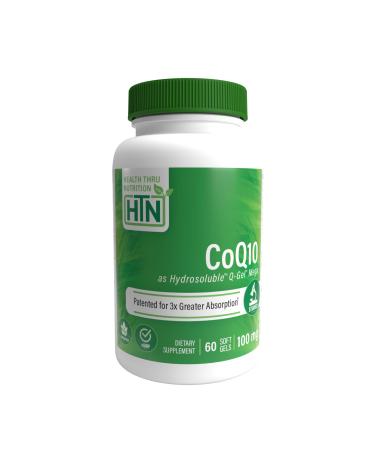 Health Thru Nutrition Q-Gel CoQ-10 100mg with Vitamin E: 3X Absorption Clinically Studied for Cardiovascular & Mitochondrial Support (60 Softgels)