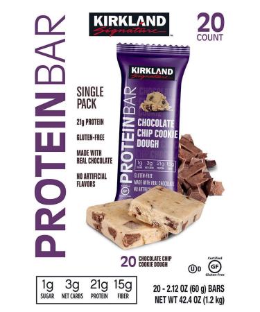 Bulk Pack Protein Bars (Kirkland Signature Chocolate Chip Cookie Dough 20-Pack) Chocolate Chip Cookie Dough 20 Count (Pack of 1) - Buy Online on GoSupps.com