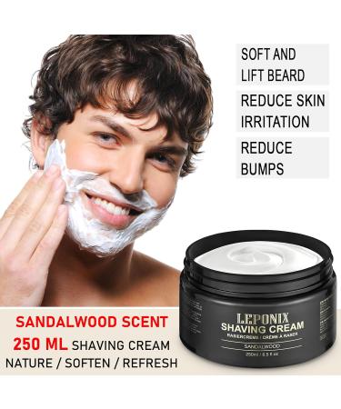 LEPONIX Shaving Cream Luxury Large Size Shaving Cream for men Rich Lather for a Protective Smooth & Moisturizing Shave Experience Sandalwood Scent - 8.5 Oz - Buy Online on GoSupps.com