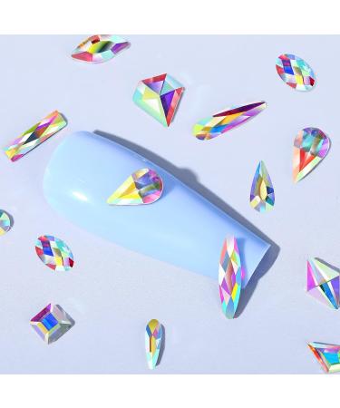360 Pieces Rhinestones for Nails - Multi Shapes Acrylic Crystal Nail Stones - 12 Styles Flat Back Crystals Decorations - AB Color Gems for Nail Art Craft DIY - Buy Online on GoSupps.com