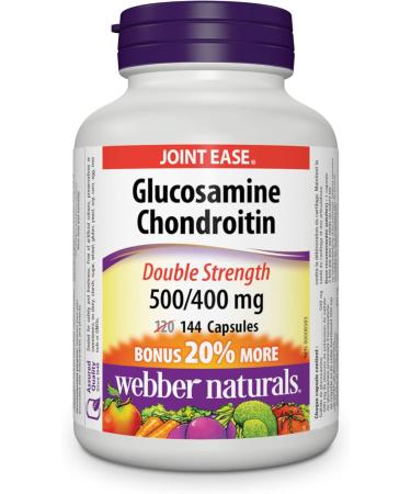 Webber Naturals Glucosamine Chondroitin Double Strength 144 Capsules Helps Relieve Joint Pain Associated with Osteoarthritis & Collagen with Lysine and Vitamin C 120 Tablets Helps Support Joints Glucosamine Chondroitin + Collagen - Buy Online on GoSupps.com