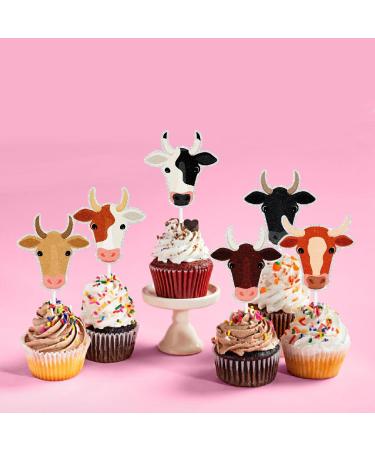 Farm Cow Themed Happy Birthday Cupcake Toppers 18-PC Set - This is a great cow-themed birthday party baby shower party or bull-themed party decoration for a boy or girl - SugarGera - Buy Online on GoSupps.com