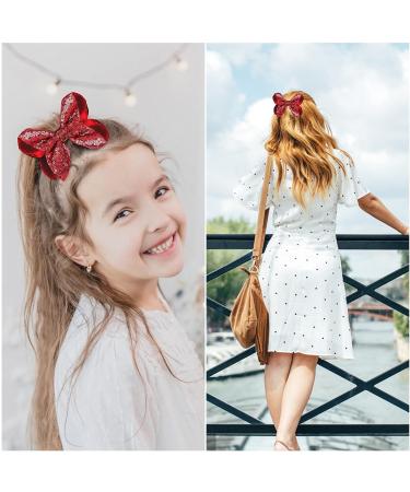 WLLHYF 2 PCS 5Inch Sequin Hair Bows Clips - Large Alligator Hair Barrettes for Girls, Red - Perfect for Birthday Parties and Gifts - Buy Online on GoSupps.com