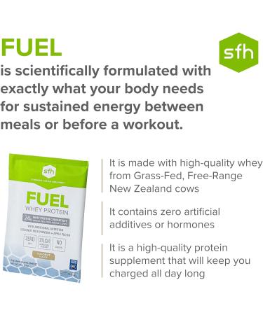 Buy SFH Fuel Whey Protein Powder - Grass Fed All Natural Coconut Flavor (2lb) | Energizing MCTs & Fiber Soy Free Gluten Free - Buy Online on GoSupps.com