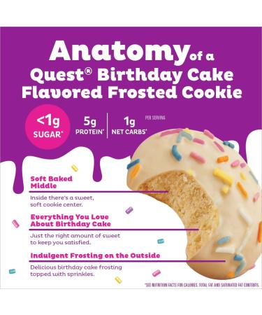 Quest Frosted Cookies Birthday Cake - 8 Delicious Bars | Low Carb & Protein Packed - Buy Online on GoSupps.com