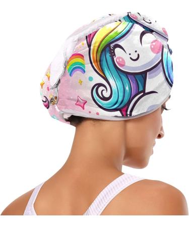 Shop Cute Cartoon Rainbow Unicorn Hair Towel 2 Pack Super Absorbent Quick Dry Turbans for Women & Girls - Buy Online on GoSupps.com